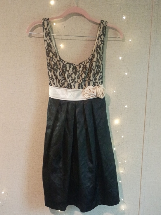 B wear-too Dresses & Skirts - Elegant Black Lace and Ivory Sash Prom Dress